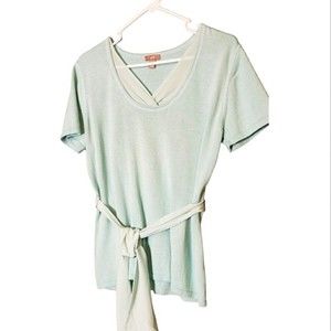 JJill Mint Green Tie Short Sleeve Sweater Size LP